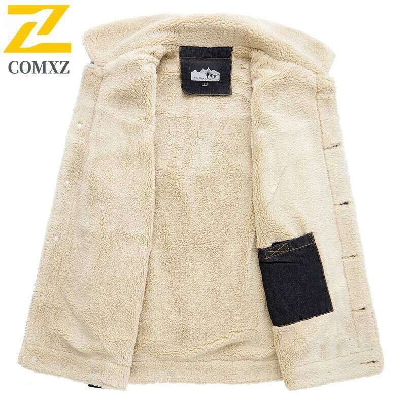 Denim Vest Autumn and Winter New Solid Color Veet Plush Chest Pocket Design Business Lapel Coat Men's Sleeveless Jacket