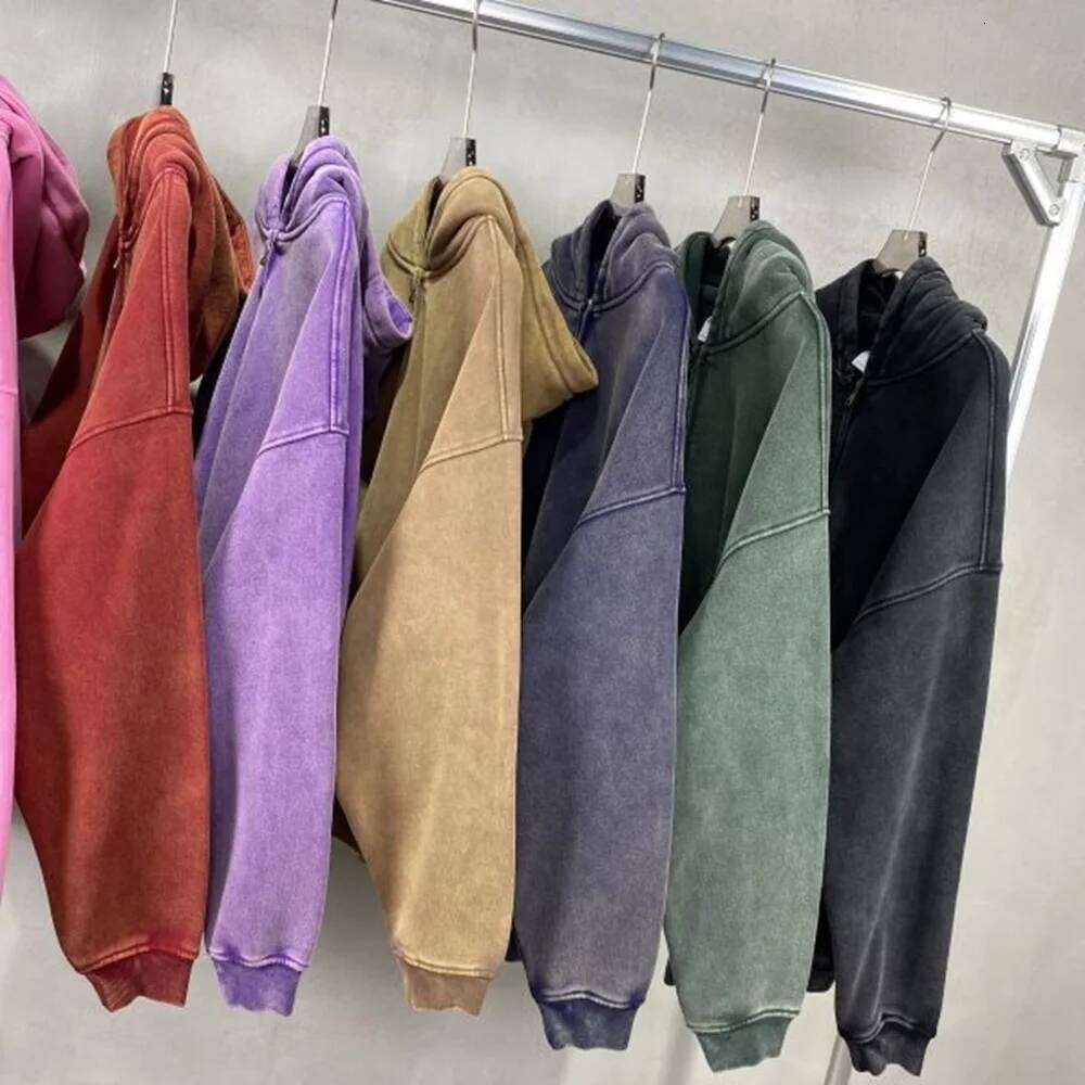 MAQVOB High Quality Apparel Street Wear Wholesale Euro US Size Spring Autum Full Up Zipper Washed Batik Dye Hoodie