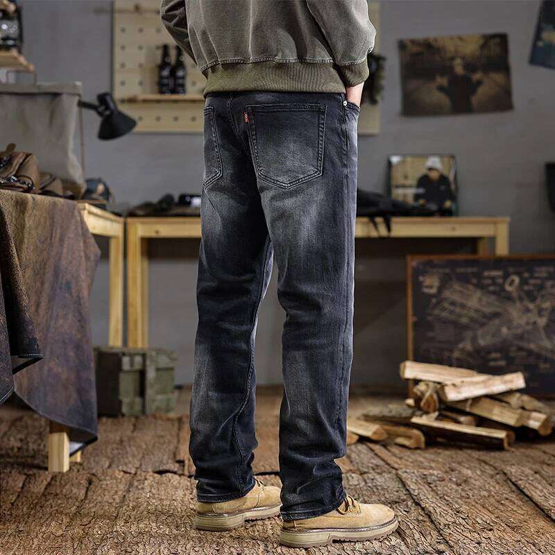 JXNH152 New American retro washed old jeans men tide brand loose straight casual trousers