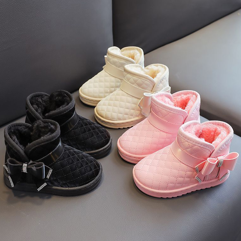 Kids Snow Boots Girls Cotton Shoes Winter Plush Warm Non-slip Children Baby Infant Girls Kidsnest Ankle Boots Girl Toddler Shoes Sizes US 4C-4Y