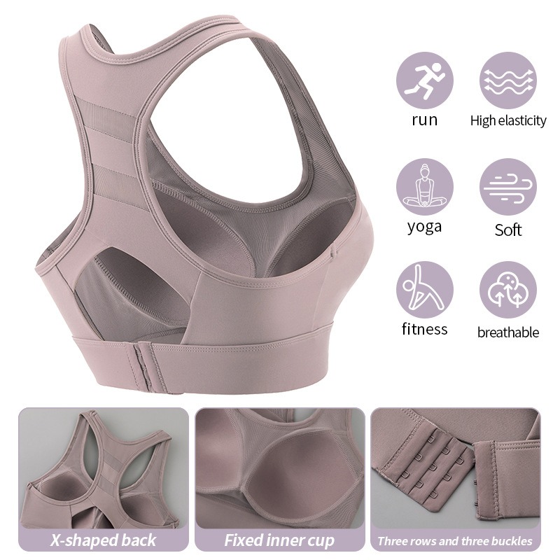 High Impact Sports Bra Women Fixed Cup Yoga Running Fitness Wireless Beautiful Back Vest