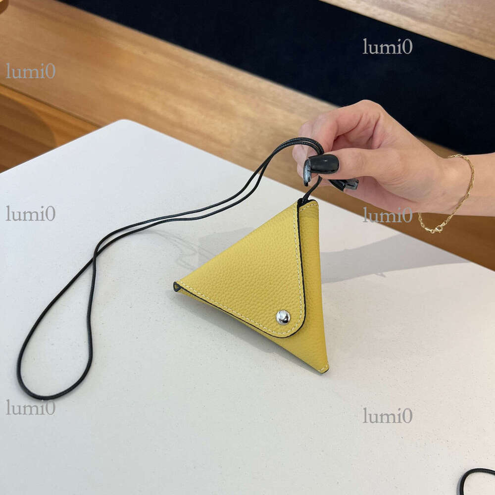 Coin Purse Top Layer Cowhide Triangle Earphone Storage Pouch Car Key Accessories Neck Bag
