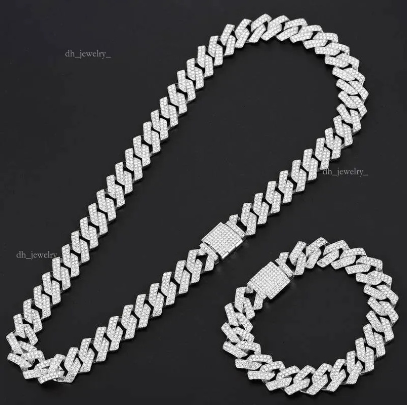 10 MM Hip Hop Sterling Sier Cuban Link Chain Bracelet Iced Out Moissanite Can Pass Dia Test Fine Jewelry for Men Women