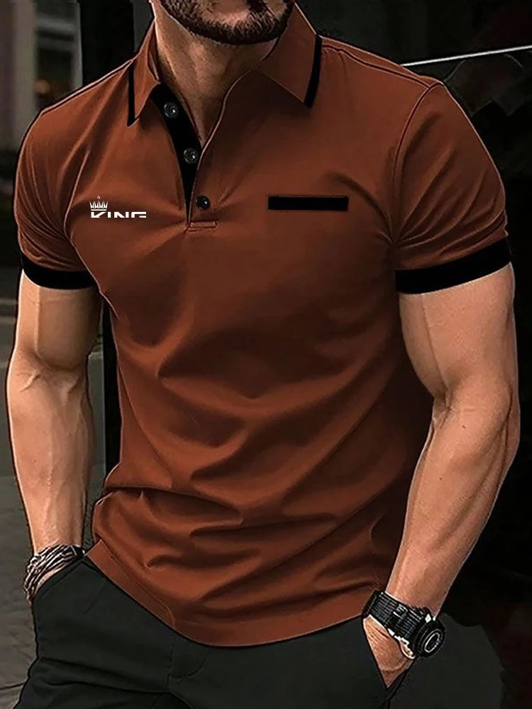Mens Polo Shirt Golf Shirt Casual Sports Lapel Short Sleeve Fashion Basic Color Block Patchwork Summer Regular Fit Polo Shirt 250813