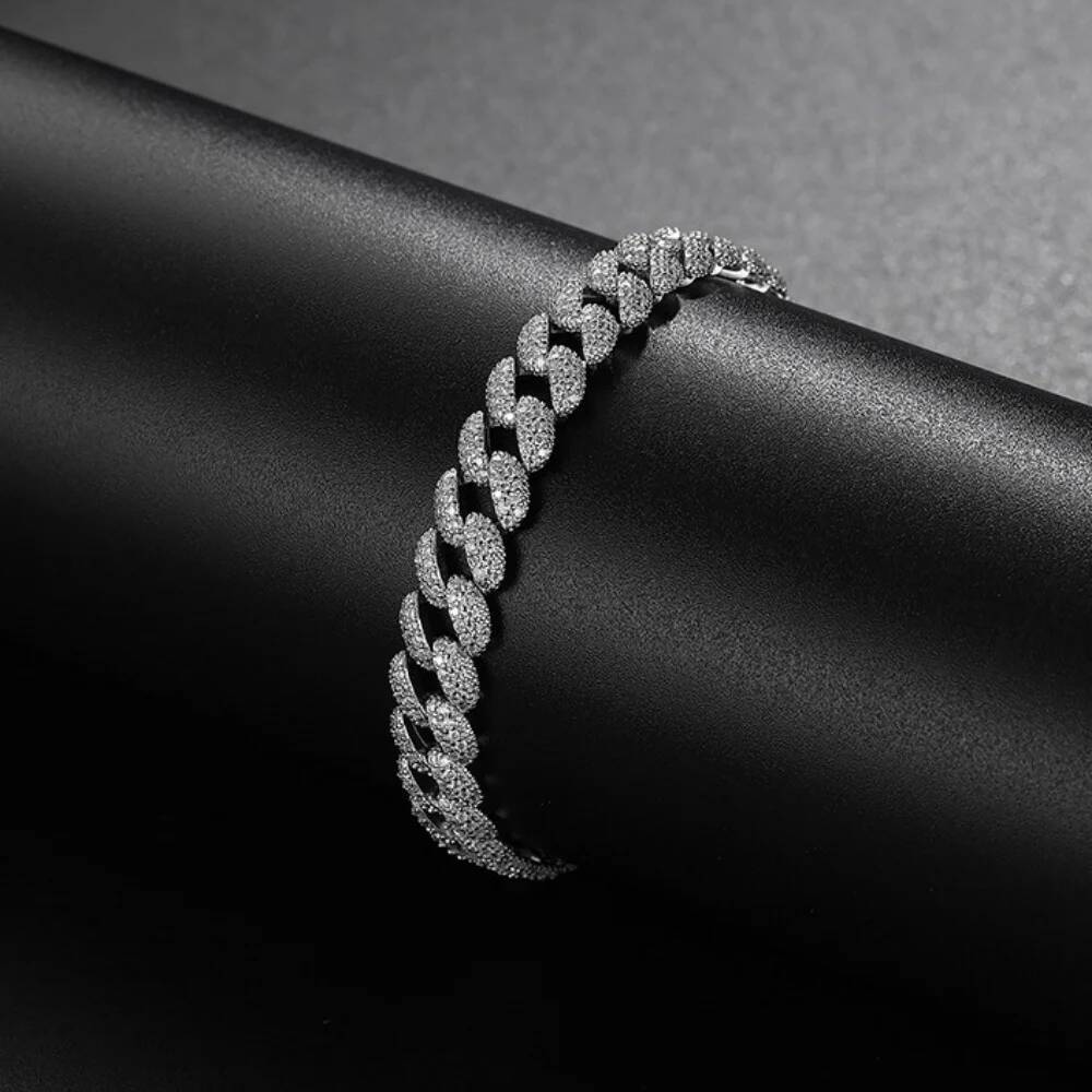 NKHOG Full Moissanite Cuban Bracelets For Men Women S925 Silver Hip Hop Hand Chains Sparkling Diamond Fine Jewelry GRA Certified