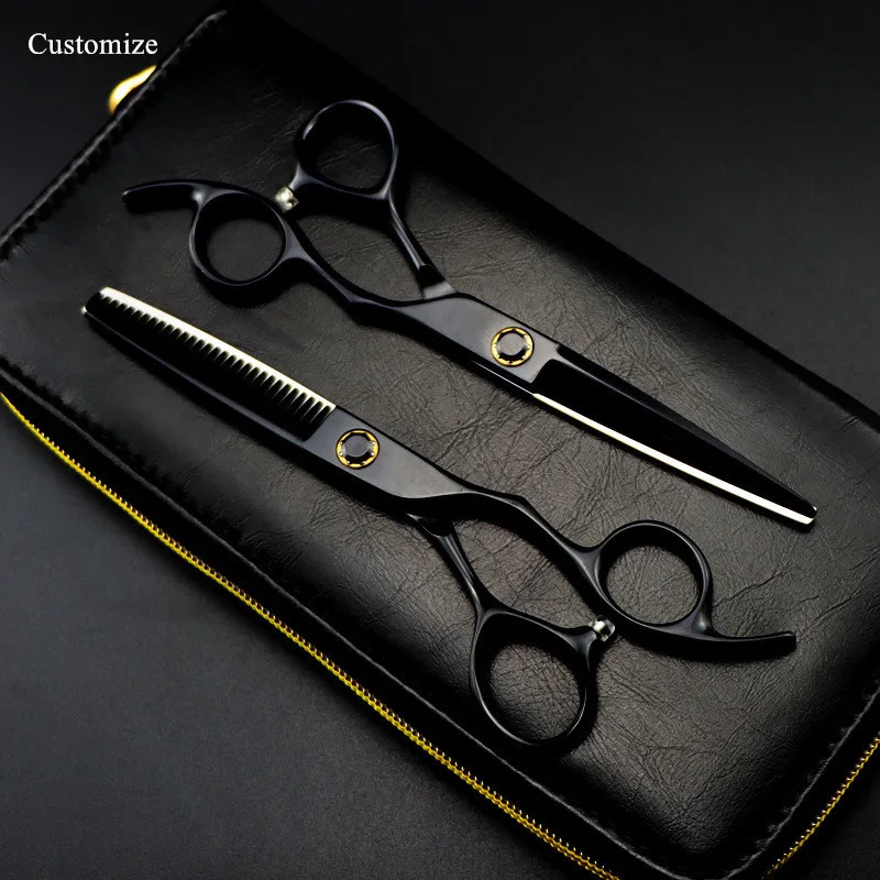Customize /name JP440c 6 black Bearing hair scissors haircut thinning barber tools cutting shears hairdresser scissors 250812