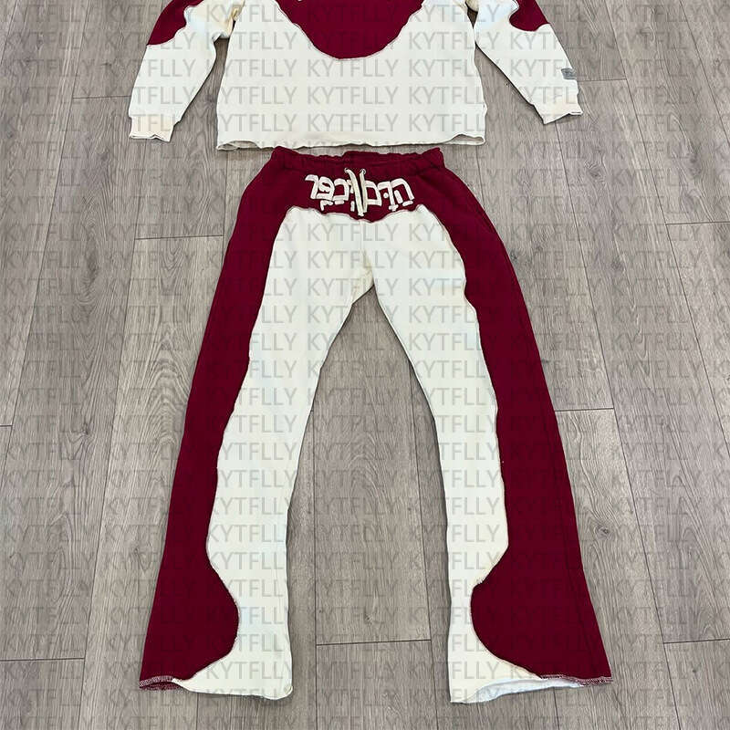 Y2k New Letter Print Patchwork Fashion Street Style Hoodie Set Hooded Sweatshirt Sweatpants