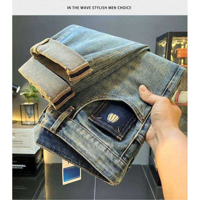 High-End Quality Retro Simple Loose Skinny Jeans Men's 2024 New Versatile Pumpkin Embroidered Harem Pants