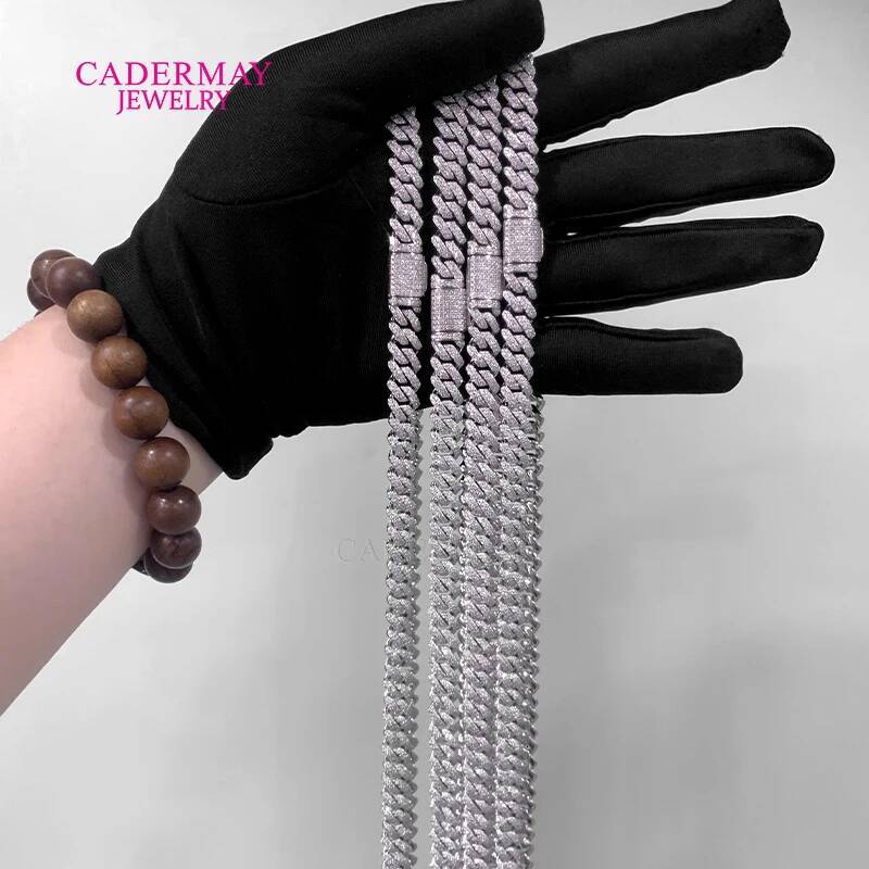 Hiphop Jewelry 925 Silver 8mm 10mm 12mm 14mm Wide Iced Out VVS Moissanite Cuban Chain Moissanite Chain Neckalce Rapper Men Women