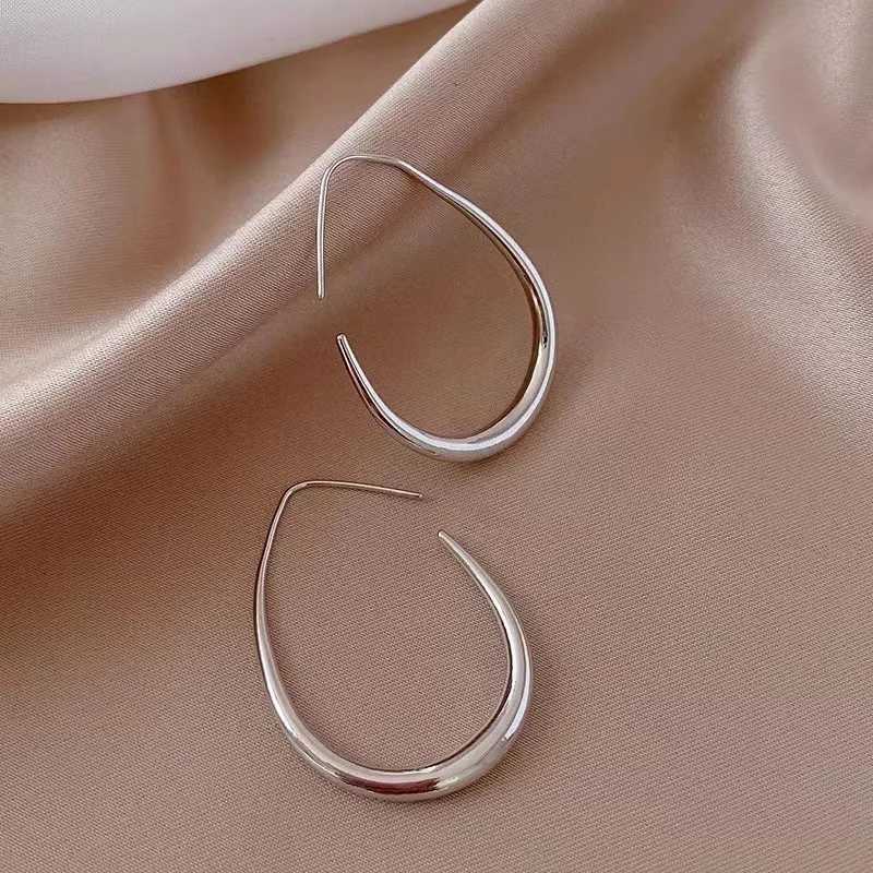 925 Sterling Silver Golden Ellipse Wedding Hoop Earrings For Women Ladies Luxury Female Jewelry Money 925 Silver Jewelry XJ250814