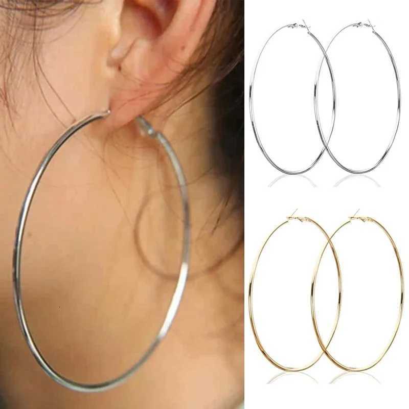2pcs 30-100mm Small Big Circle Hoop Earrings for Women Men Stainless Steel Earrings Fashion Jewelry Gift Nightclub DJ XJ250814