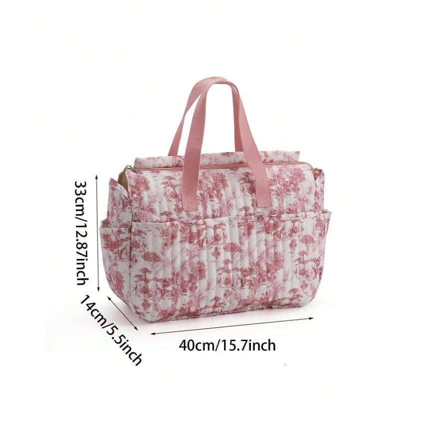 High Quality Large Capacity PrintingSimple Mommy Multi-Functional Storage Soft Tote Bag For Travel And Stroller Use