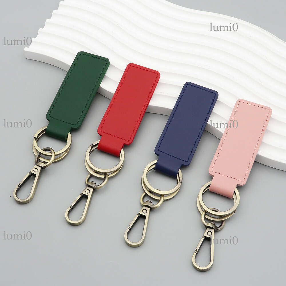 PU Leather Keychain Double-Sided Stitching Printable Bag Pendant Business Small Gift