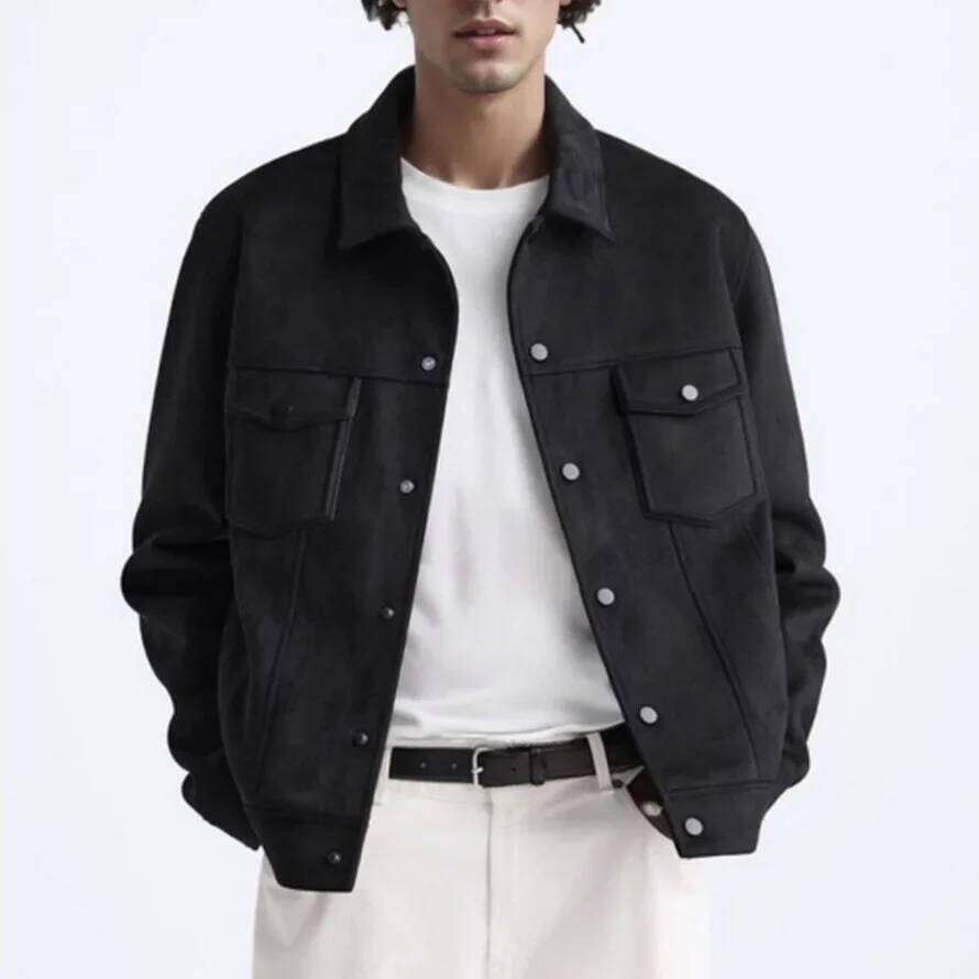 Vintage American Style Men's Cropped Casual Thin Summer Jacket With Pocket Veet Surface For Wholesale