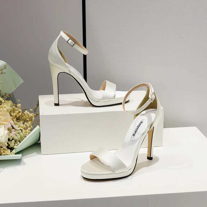 2025 Office Round Toe 11cm High Quality Womens Sandals Summer Shoes SILK Leather Platform High Heels Back Strap Leisure Shoes W250814