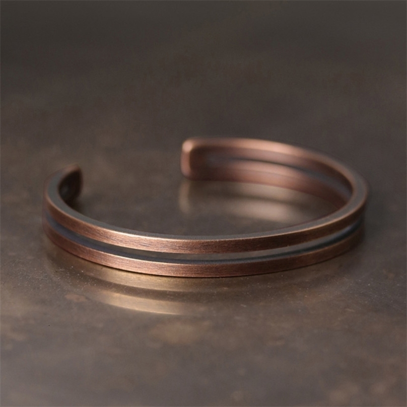 Pure Copper Handcrafted Metal Bracelet Rustic Vingtage Punk Unisex Cuff Bangle Carved Handmade Manmade Jewelry Men Women Gift 250814