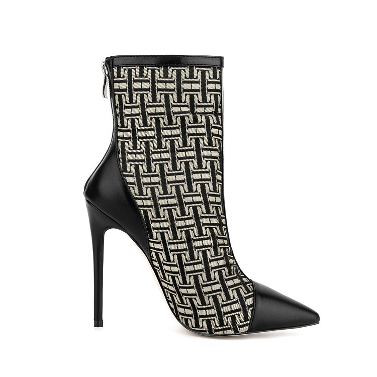 Chengdu Artisan Women's Stiletto Mesh Boots Pointed Toe 8cm/10cm/12cm Ultra-High Heel Breathable Ankle Boots with Rear Zipper