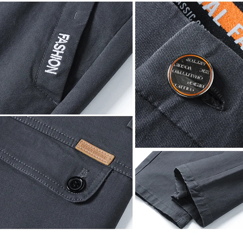 Casual Mens 98%Cotton Gray Khaki Work Wear Pants Korean Male Y2k Clothing Jogger Cargo Trousers Plus Size Business Pants 250813