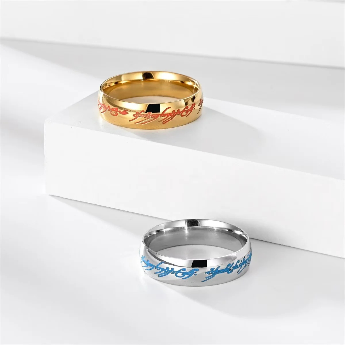 Stainless steel luminous magic ring couple fashionable and personalized mens womens accessories 250811