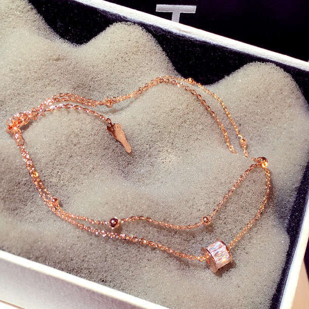 New Fashion Korean and Japanese Style Double Layer Classic Simple Zircon Inlaid Ring Elegant Versatile Anklet Bracelet Jewelry for Women S00295