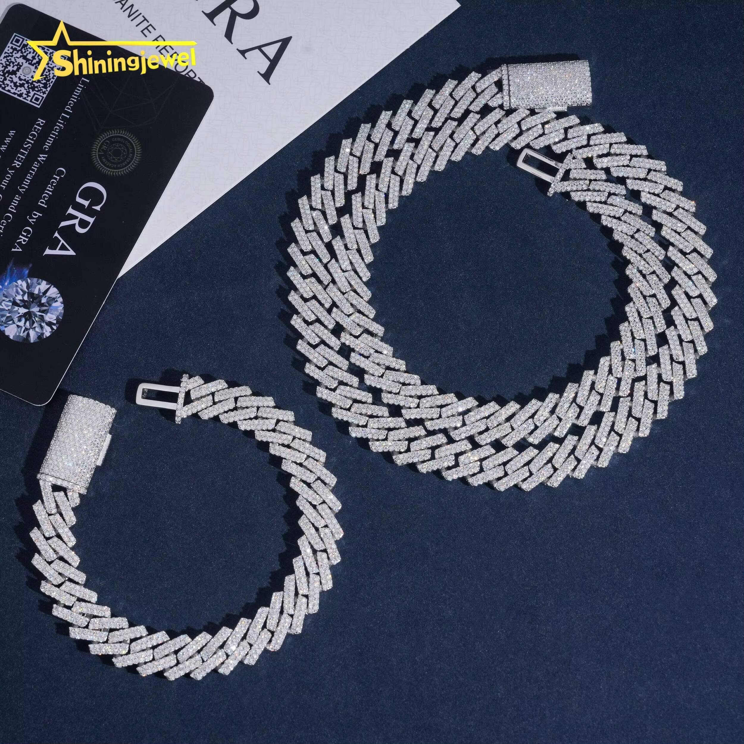 Classic 2 Rows Solid 925 Silver Cuban Chains Moissanite 10mm Hip Hop Jewelry Iced Out Cuban Link Chain Pass Tester