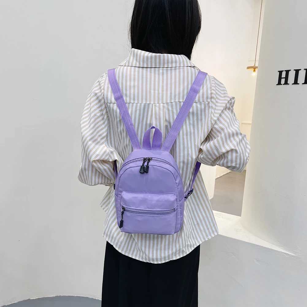 Fashion Solid Color Backpack Women Nylon Knapsack Preppy Style Mini Backpacks XJ250814