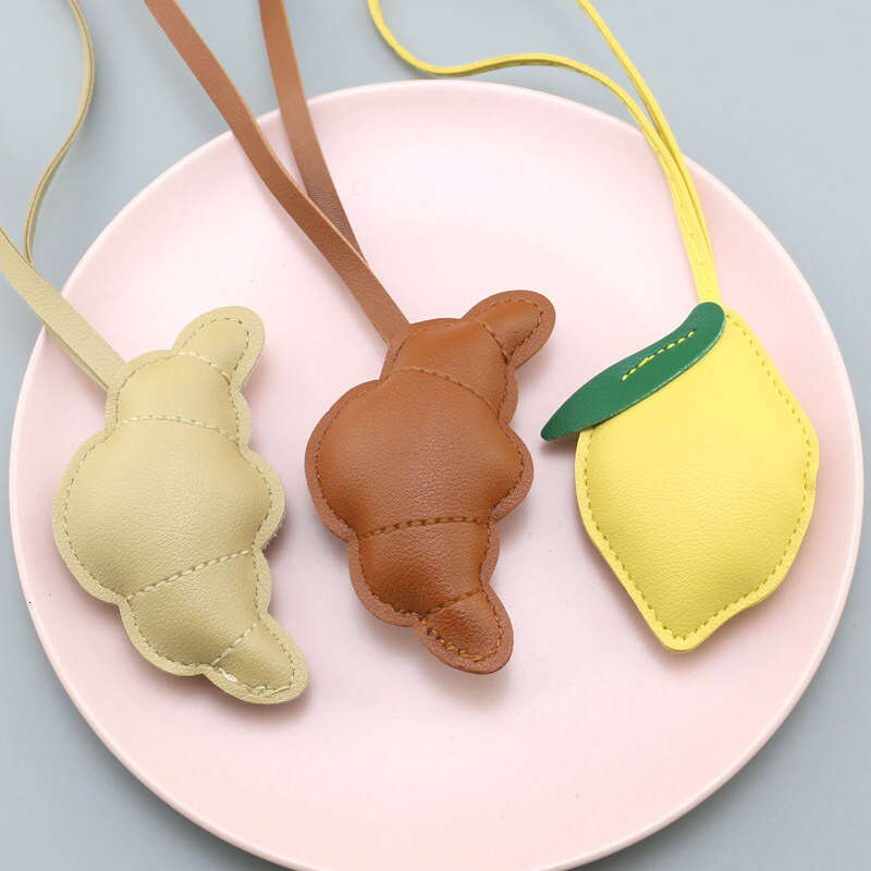 DIY Jewelry Ins Cartoon PU Leather Lanyard Baguette Lemon Keychain Bag Accessories Pendant