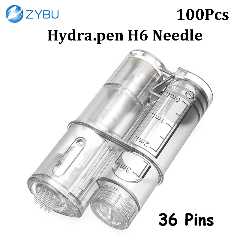 100Pcs Derma Hydra Pen H6 Needle Cartridge 18 Pin 42Pin 36 Pins Nano-HR Nano-HS Silicon Nano Tip Hydra.Pen Microneedling Replacement MTS Heads Disposa