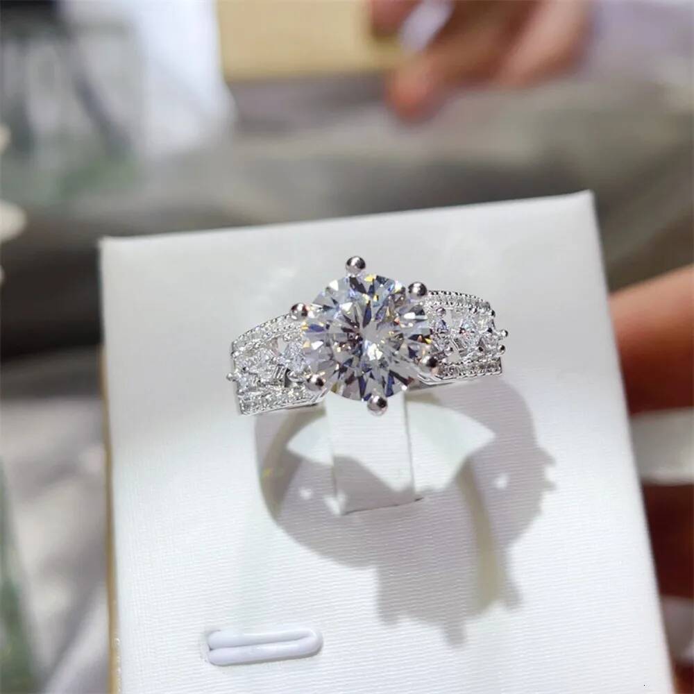 NKHOG 3CT GRA Certified Moissanite Rings Women S925 Silver Luxury Diamond Wedding Party Band 18K Plated Fine Jewelry Wholesale