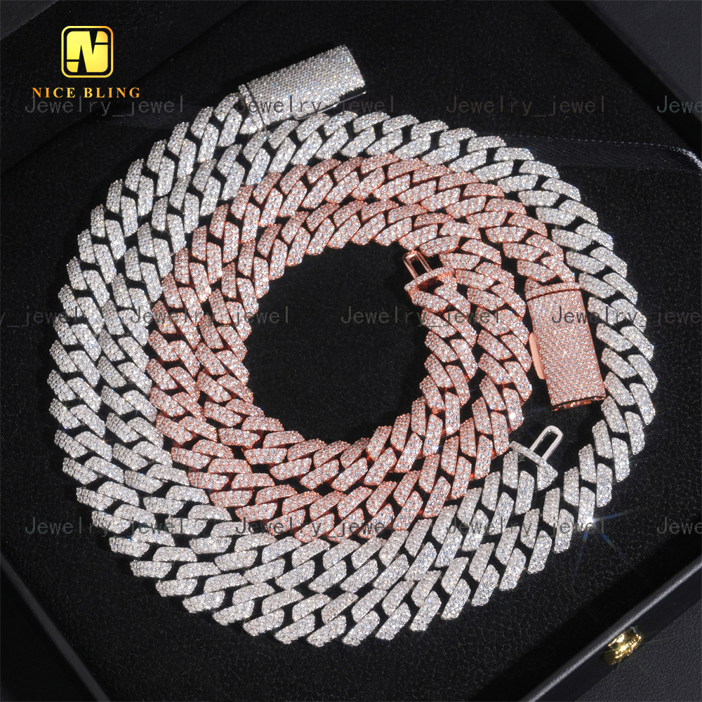12mm Wholesale Price Iced Out CZ Stone Cuban Link Chain 925 Silver Men Hip Hop Jewelry Cubic Zirconia Diamond Necklace Bracelet