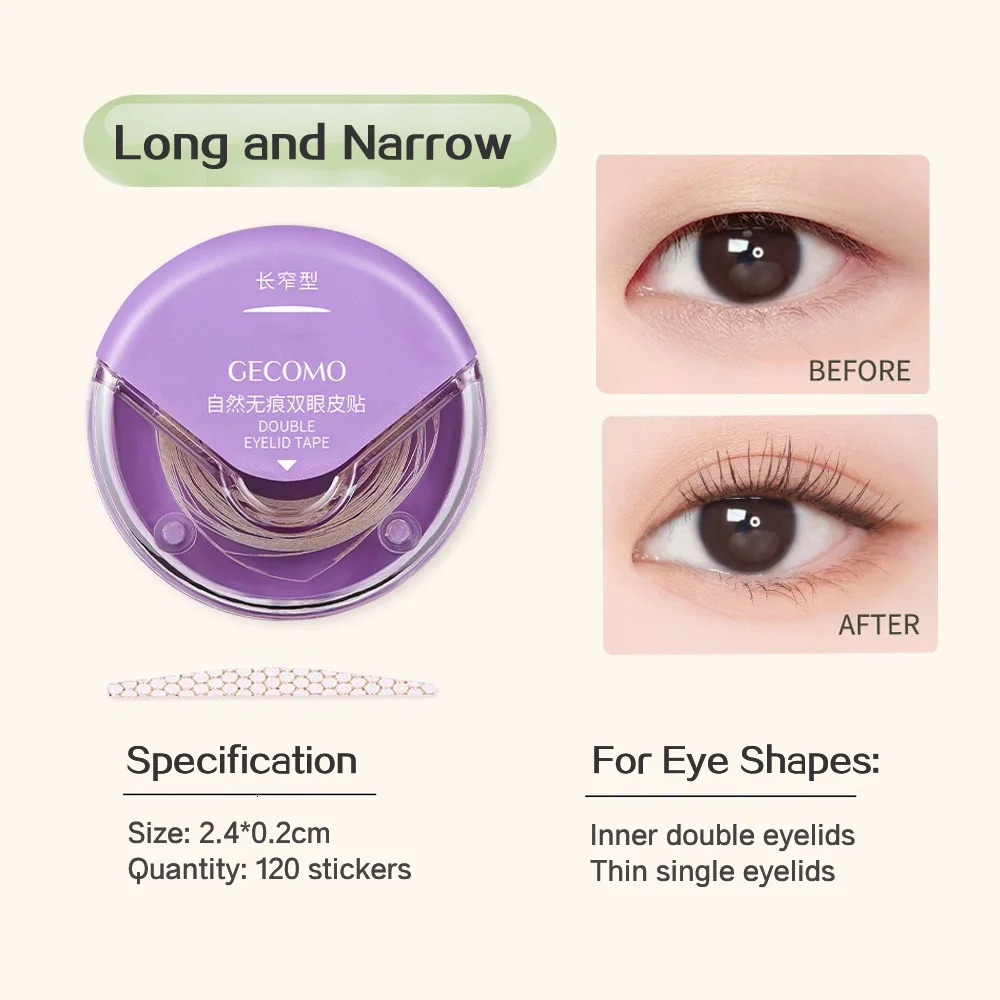 GECOMO 120 PCS Roll Invisible Double Eyelid Stickers Self-adhesive Long-lasting Lace Eyelid Paste Beauty Tool 250811