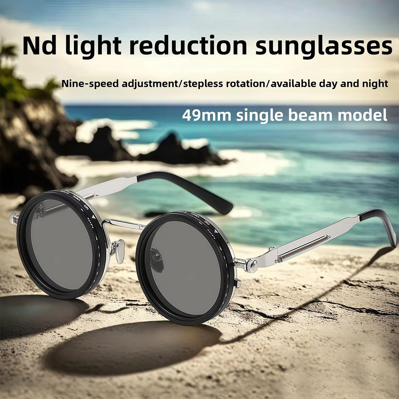 ND9 Adjustable Dimming Sunglasses Polarized UV400 Anti-Glare Retro Vintage Shades for Fishing Driving Outdoor Activities 9-Level Light Control