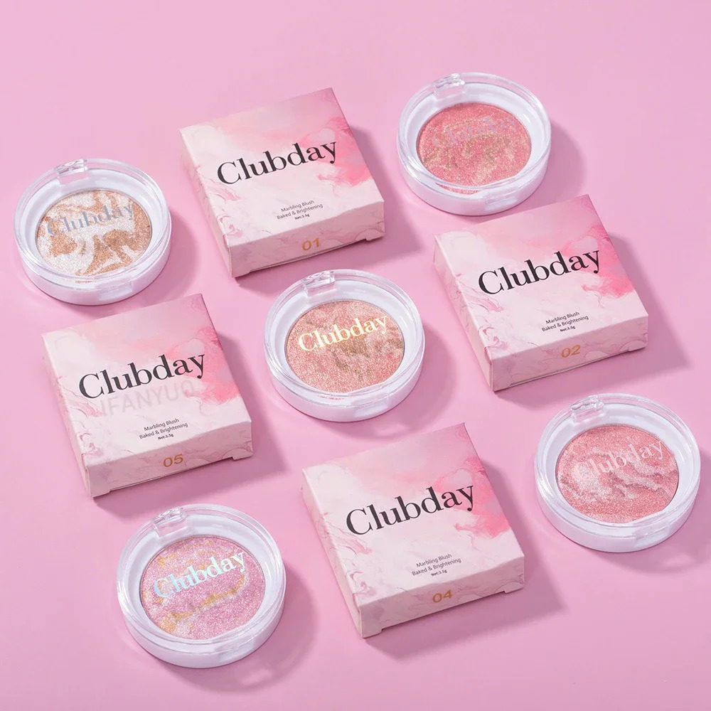 Marble Blush Palette Pearlescent Baked Blush Powder Cheek Tint Blusher Contour Highlighter Face Shadow Shimmer Rouge 250813