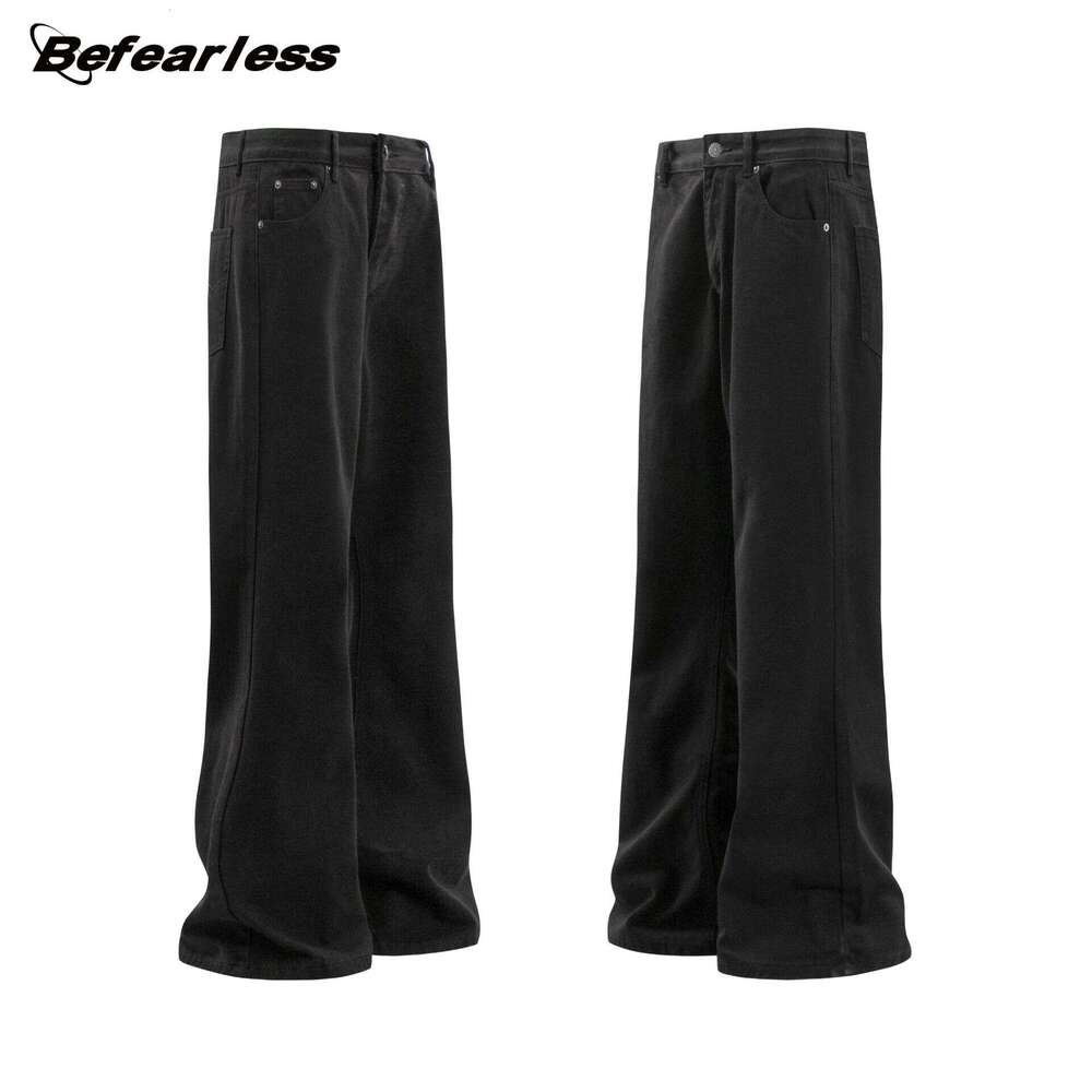 American Style Flared Jeans Unisex High Street Loose Casual Long Pants B5