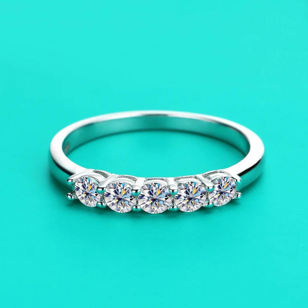 KNOBSPIN 3mm D Color Moissanite Ring s925 Sterling Sliver Plated 18k White Gold Eternity Band Wedding Engagement Rings For Women