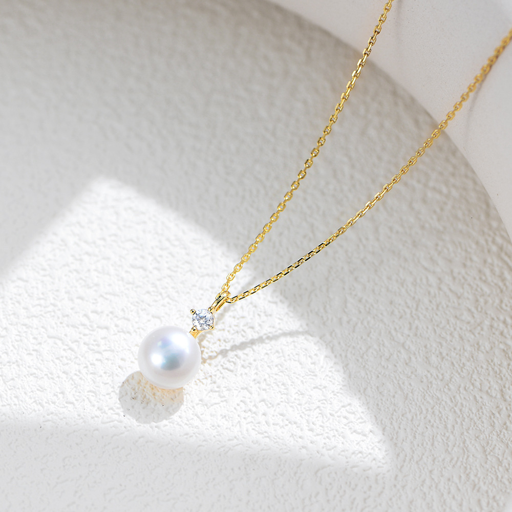 S Pure Sier Natural Pearl Inlaid with Dias Elegant Collarbone Chain High-end Bread Bead Pendant Necklace for Women Jewelry for Women