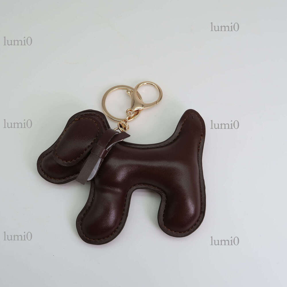Cute Puppy PU Leather Oil Edge Big Decoration Creative Dog Keychain Bag Pendant