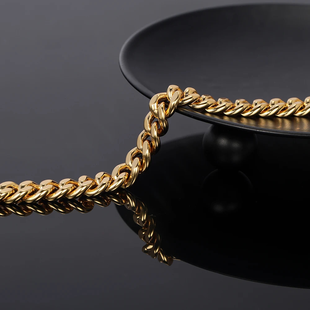 18K Gold Plated Bracelet 925 Sterling Silver Jewelry 5mm Miami Cuban Chain 20cm for Men Women Gifts Punk Style Waterproof USA 250813