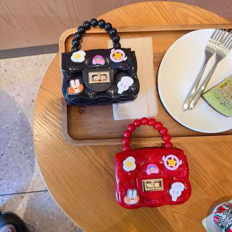 Children's Cute Cartoon Jelly Girls Silicone Coin Purse Messenger Bag Little Girl Mini Pearl Handbag
