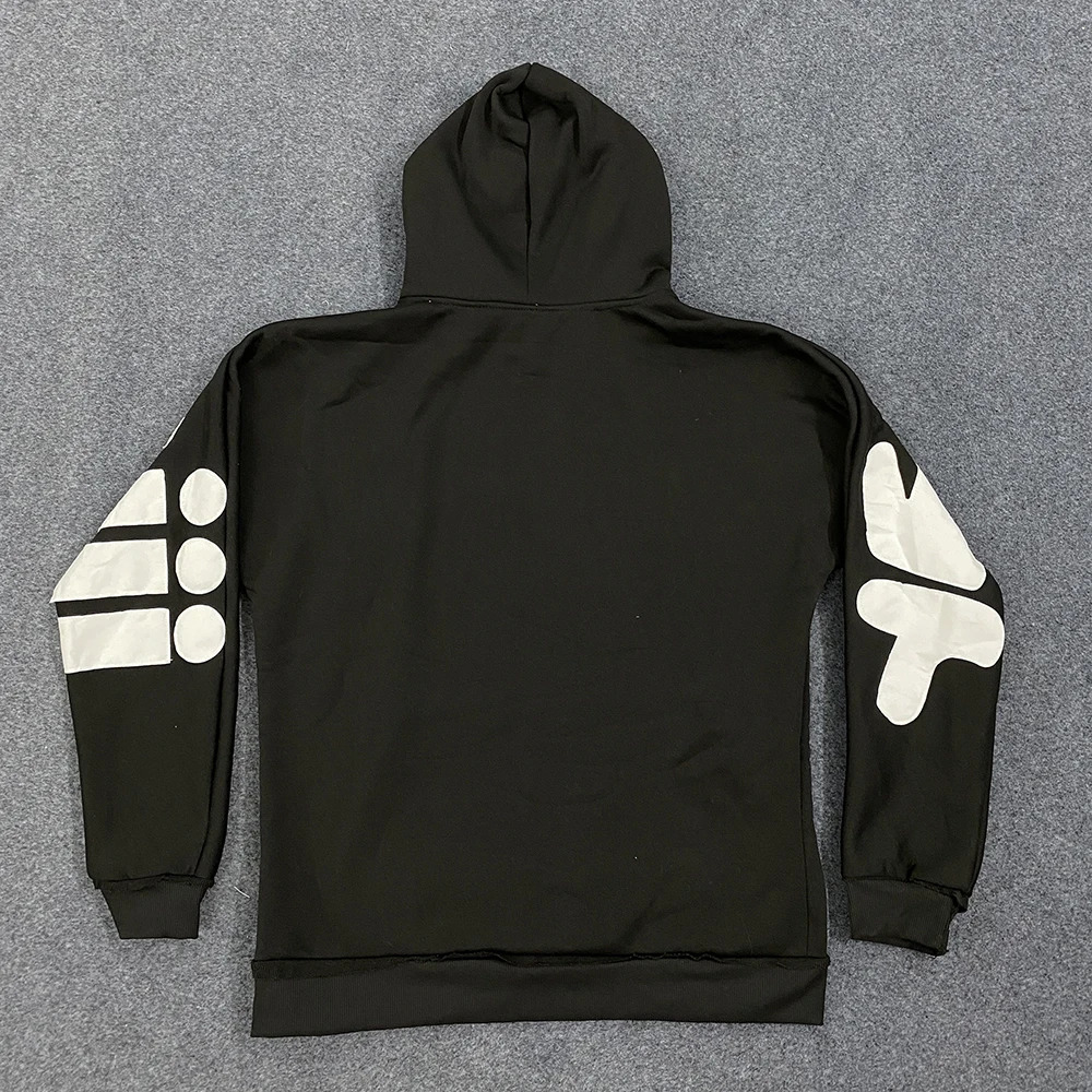 Mens American Retro Loose Fit Long Sleeve Pullover Hoodie Casual Letter Sticker Print Fabric Sweatshirt 250813