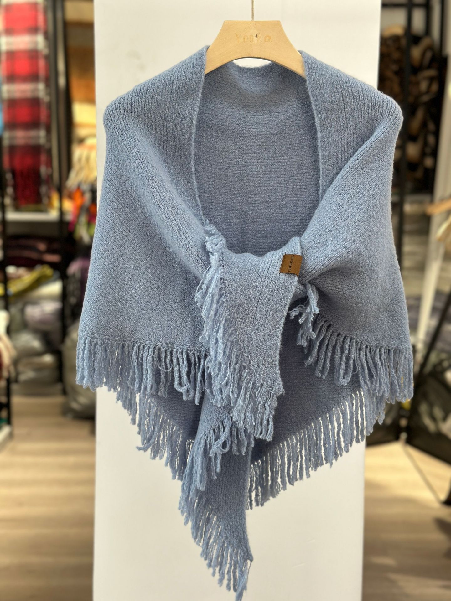 K1657 New autumn and winter high-end Korean versatile tassel thick warm outer wear triangle scarf knitted wool scarf shawl