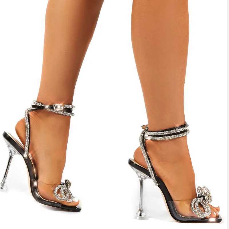 9CM Gladiator Sandals Shoes Sexy Transparent High Heels Sandals Women Summer Party Dress Shoes Ladies Pumps Size 43 W250814