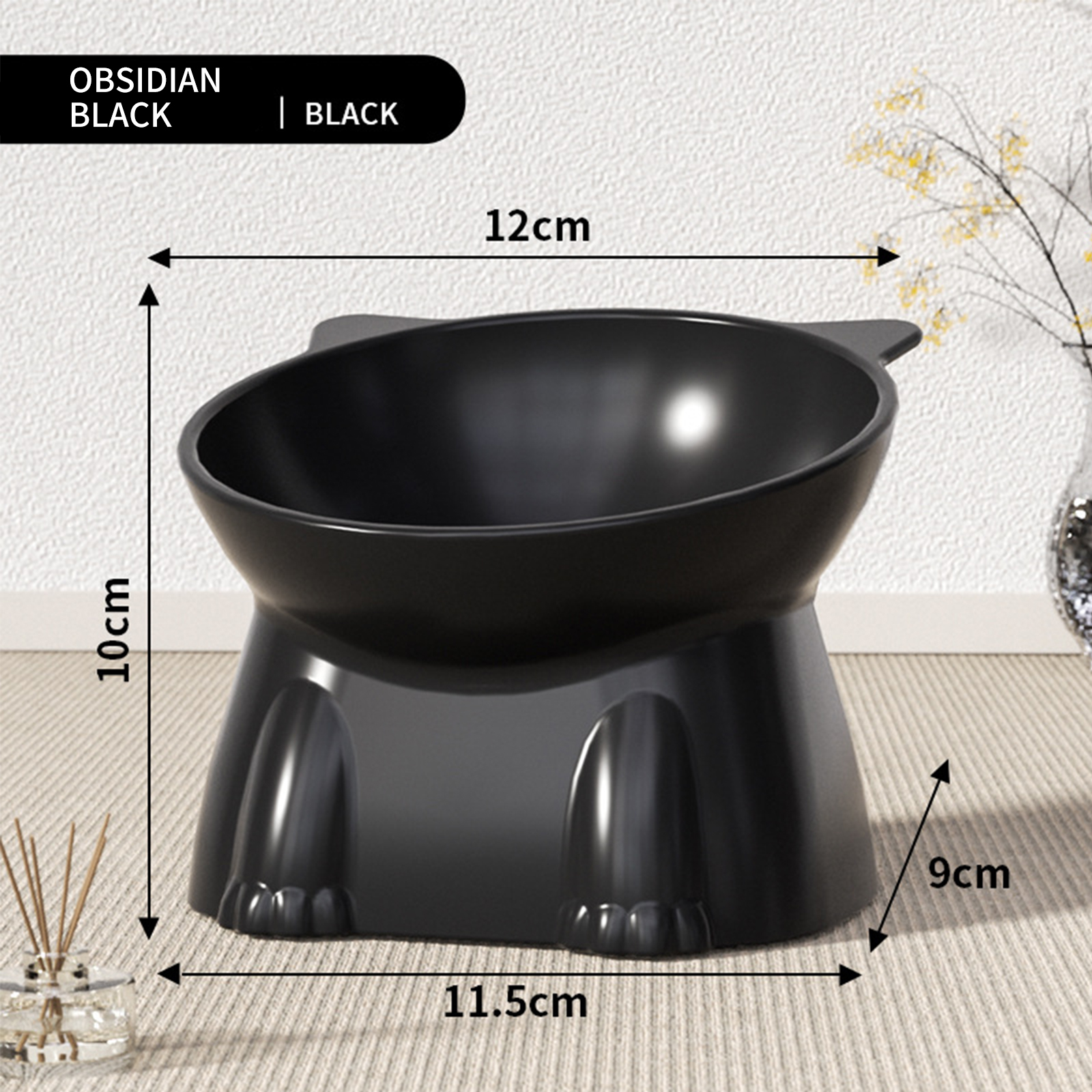 Large capacity cat food bowl plastic cat bowl high footed bowl slanted mouth neck protection cat rice bowl anti spill pet water bowl