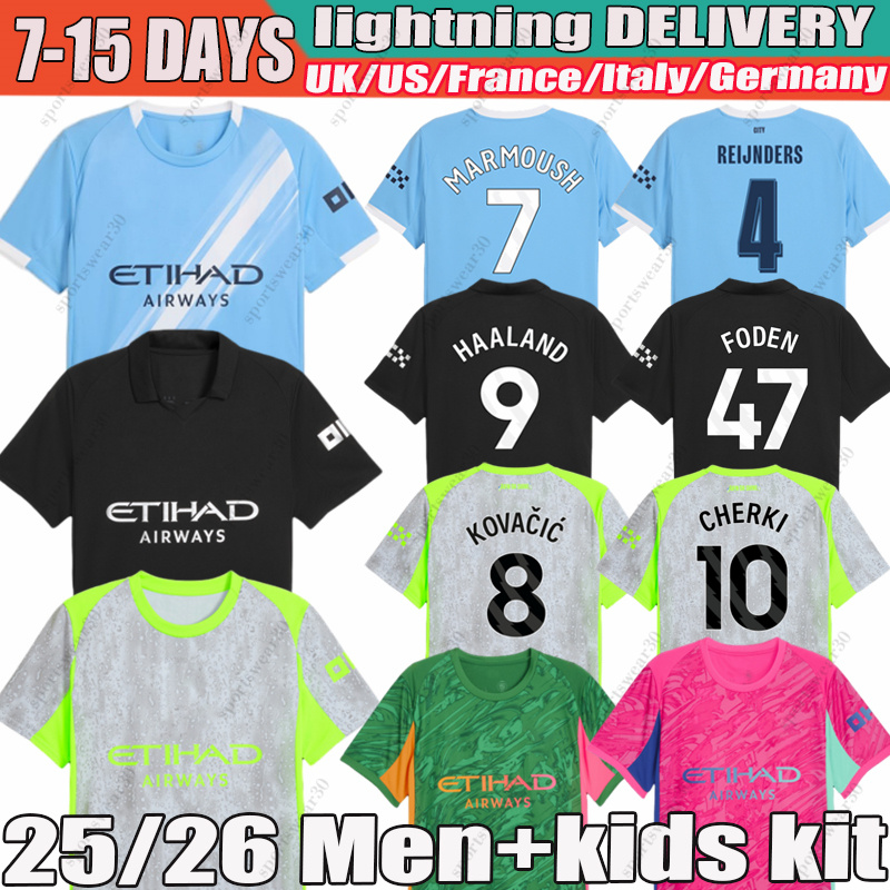 mans city 25 26 kit HAALAND FODEN DE BRUYNE Soccer Jerseys RODRIGO GREALISH Bernardo Gvardiol Doku fans player version 2024 Football Shirt Mens kids kit uniform