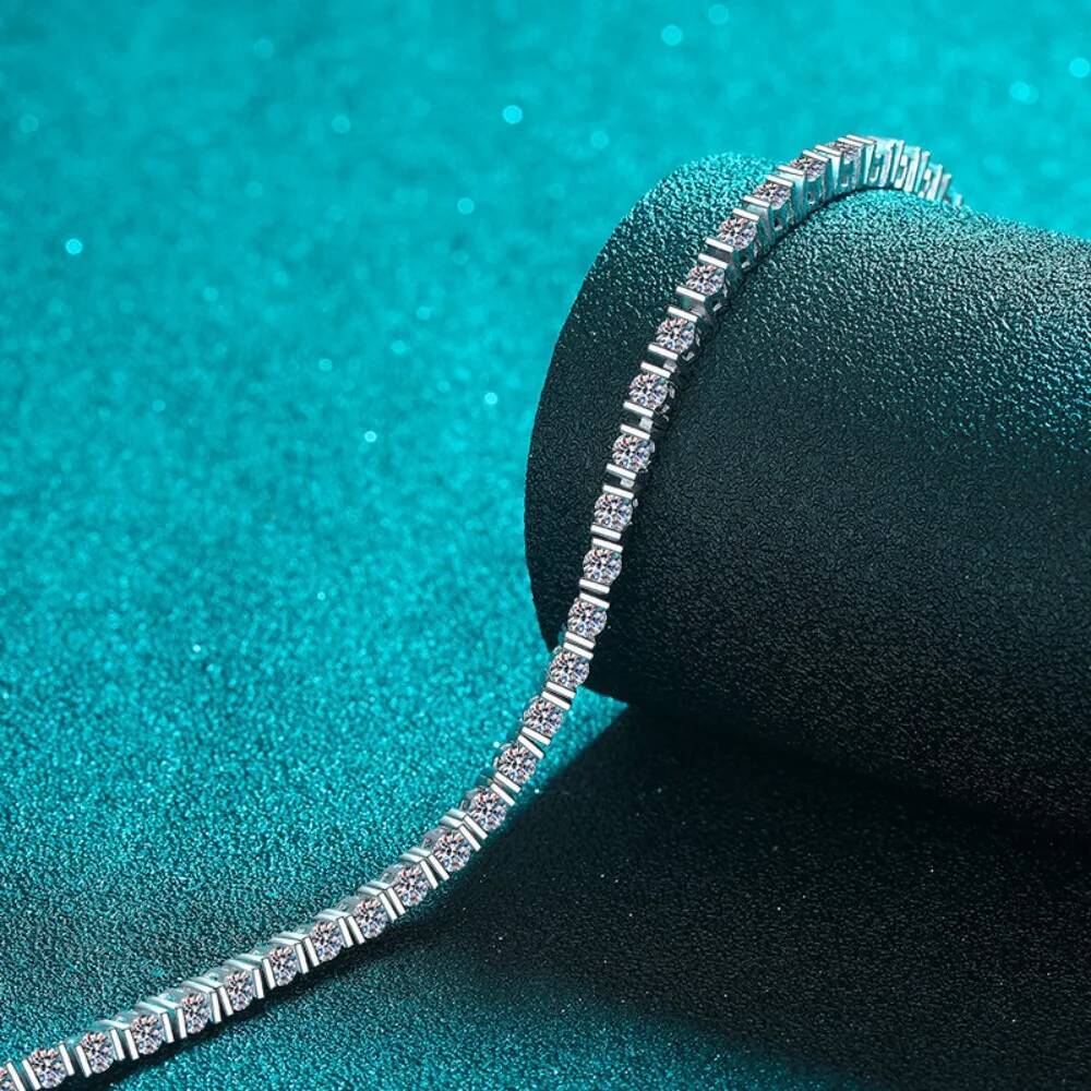 NKHOG 3mm Full Moissanite Tennis Bracelet Women Men 925 Sterling Silver Hand Chain Buckle Bangle Gift Fine Jewelry Pass Test GRA