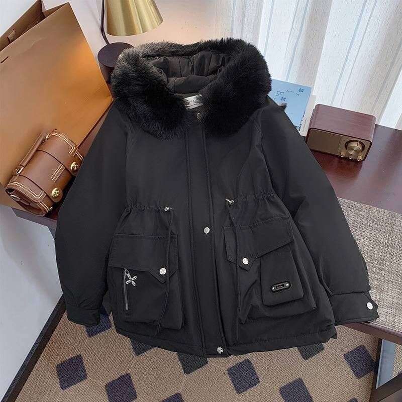 Women Winter Jacket Parka Warm Loose Long Coat Wool Liner Hooded Jacket Clothes Fur Collar Thick Snow Wear Fashion Padded Parka