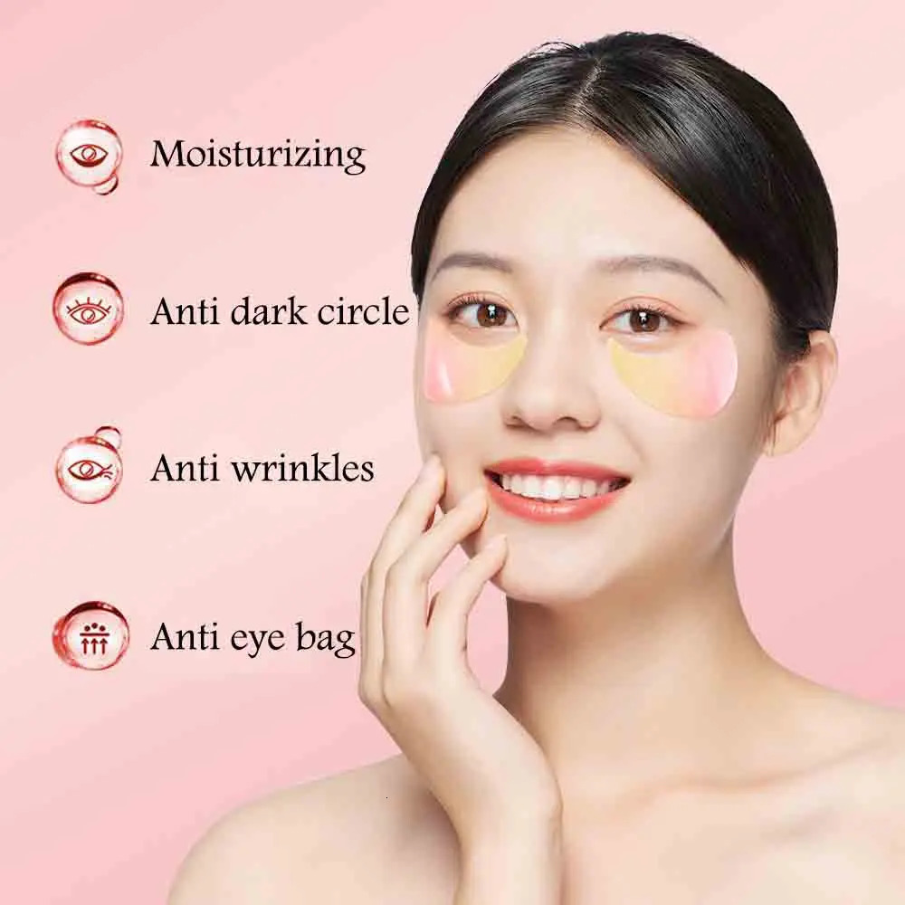 60pcsbox Seaweed Sakura Crystal Collagen Eye Mask Dark Circles -aging Eye Patches Gel Masks Skin Care 250813