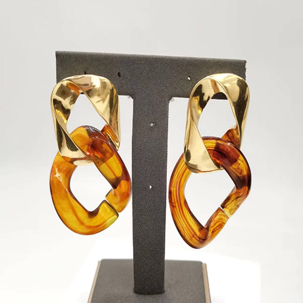 Pair of Resin Metal Earrings Fashion New Women's Accessories Cross-border