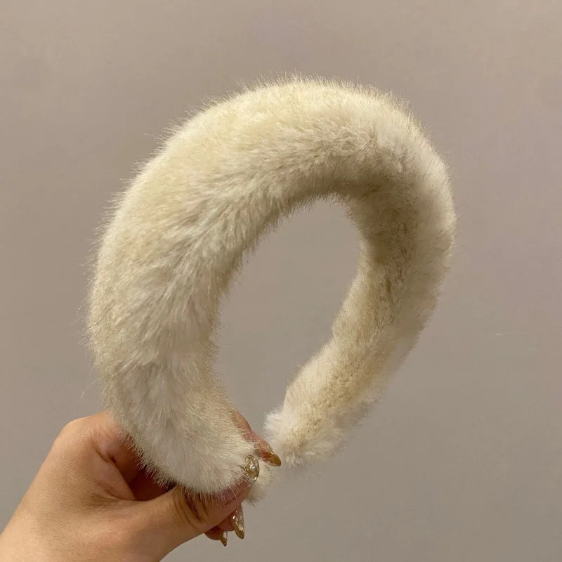 2024 Winter Real Mink Fur Head Band Turban Head Wrap Fluffy Natural Rabbit Fur Warm Hairband Wool Plush Headwear Hairhoop250812