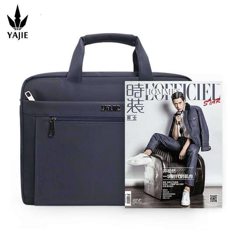 Business men's briefcase canvas waterproof large capacity 15.6 inch laptop work business official bag office